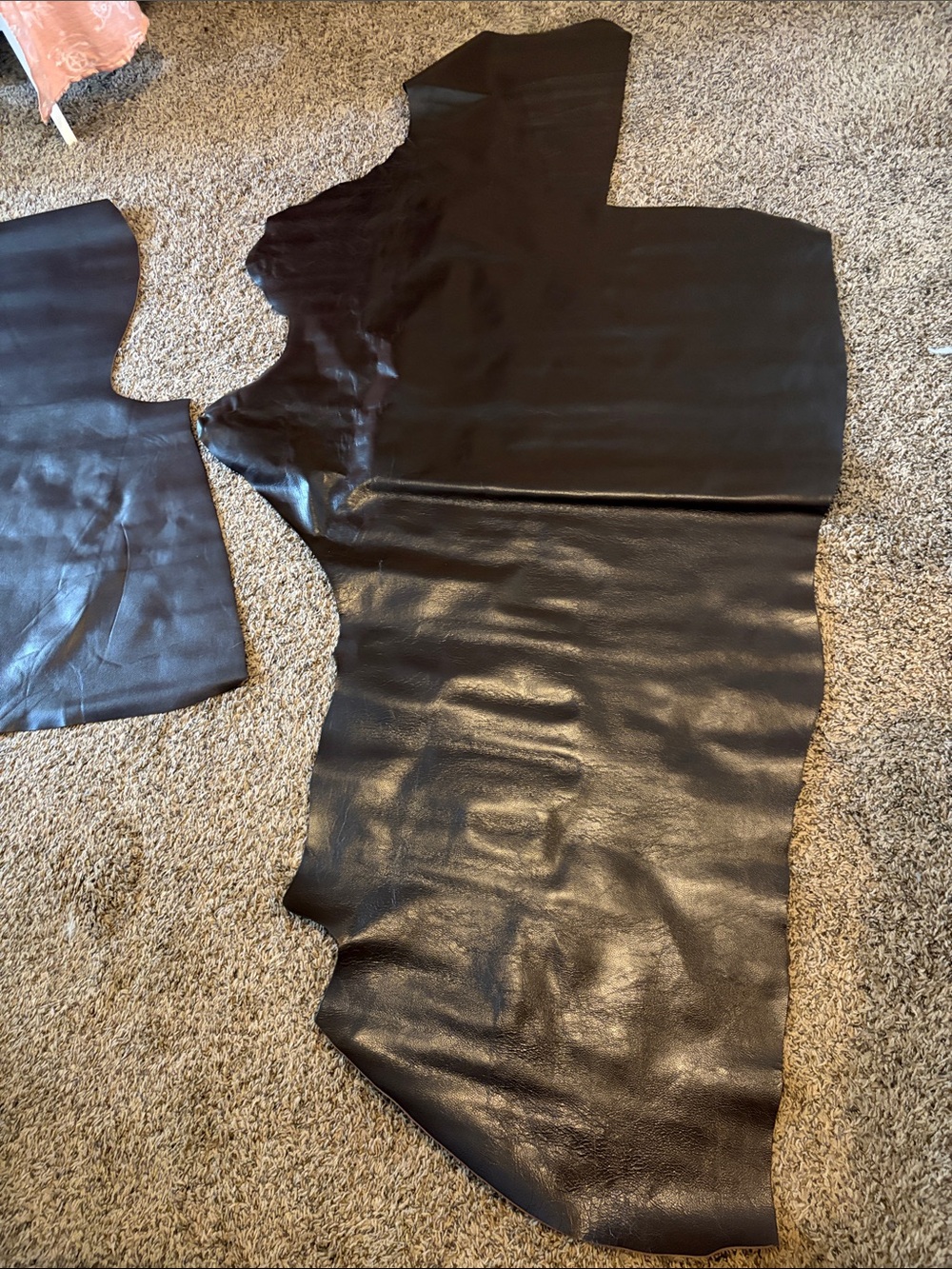 NWT REAL Cowhide Leather in Chocolate Brown 54 inches Long (Two Pieces)